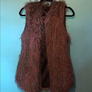 Slate gray long haired open sweater